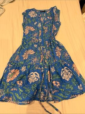 Lola Australia med Blue Floral Button-Front Casual Women’s Dress